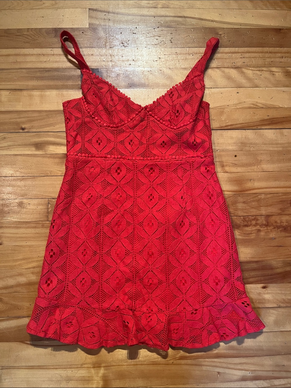 Red Lace Chemise Slip Dress - Women's Intimates